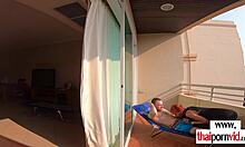 whoa petite thai teen nympho rides huge white cock outdoors!