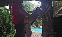 Storm Rages as Hot 18 Year Old Blonde Gets Bent Over Creampied Outdoor