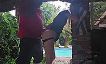 Storm Rages as Hot 18 Year Old Blonde Gets Bent Over Creampied Outdoor