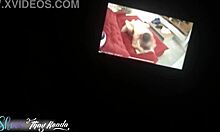 corny husband catches hot wife fucking friend on home sofa security cam cumshot