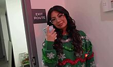 my slutty coworker cami strella sucked off my cock at that office xmas party didnt expect her to swallow!!