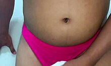 trans crossdresser sniffs erotic panties while stroking cock solo