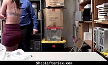 naughty teen shoplifter gets caught bent over and fucked rough by cop in garage