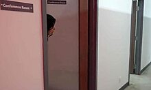 my slutty coworker cami strella sucked off my cock at that office xmas party didnt expect her to swallow!!