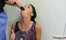 two girls dominate with extreme slaps during intense rectal exam therapy