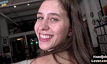 Dirty talking babe strokes your pov cock close-up before hitachi toy pussy play