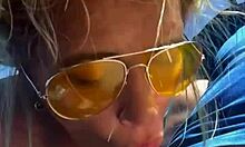 blonde slut fucked hard outdoors then huge facial cumshot