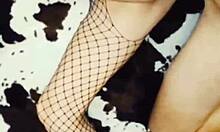 damn this cute milf dances striptease rips clothes masturbates tight holes then takes big monster cock pov 🍑💃🍆