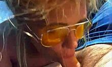 blonde slut fucked hard outdoors then huge facial cumshot