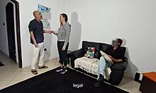 Stepson watches stepdad rip clothes doggystyle his girlfriend bent over