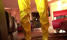 She Rides His Big White Dick Deep In Shaved Pussy Till Tits Get Sprayed White