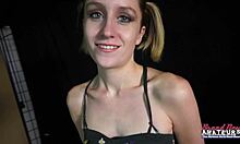 Petite blonde coed pixie pie sucks cock deep then gets facial cumshot after banging 😍🍆💦