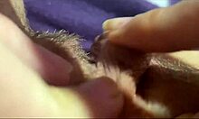 Huge clit throbs in orgasm closeup.