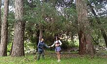 old peasant rips clothes off young college girl in field