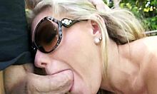 Aubrey Adams Rubs Pussy in Heels then Fucks Monster Cock Outdoors in Sun