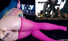 in the dark souls challenge, iron golem fucks her deep until massive cum and squirt finale