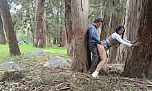 old peasant rips clothes off young college girl in field