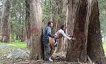 old peasant rips clothes off young college girl in field