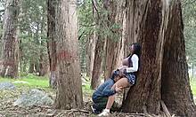 old peasant rips clothes off young college girl in field