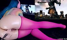 in the dark souls challenge, iron golem fucks her deep until massive cum and squirt finale