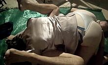 French slut in satin thong bra heels rims and blows doggy pov.