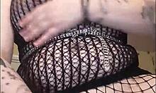 chubby tattooed slut shakes big pussy lips and squirts in see-through bra compilation