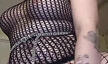 chubby tattooed slut shakes big pussy lips and squirts in see-through bra compilation