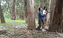 old peasant rips clothes off young college girl in field