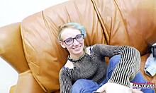 blue haired nerd raven fingers skinny pussy then deepthroats big cock