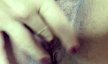 karina horny married bride masturbates swollen shaved juicy pussy black dildo lucas watches