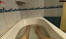 stepsister's petite body shines in bath with handjob and cum play temptation