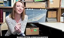 Shoplyfter LP Officer Pounds Shoplifting Ginger Teen's Tight Japanese Pussy at Work