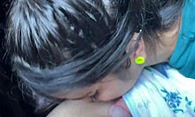 whoa this slutty brunette deepthroats big pink cock sloppy gagging balls