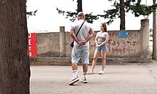 two czech guys spot petite redhead on street then double penetrate all holes
