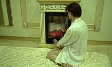 short-haired girlfriend kneels eagerly slurping boyfriend's cock with hungry moans