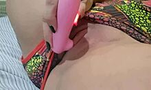 brazilian beauty flashes her swollen clit and big pussy with vibrator play