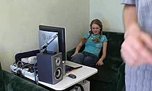 young babe sucks old cock gets creamy facial cum