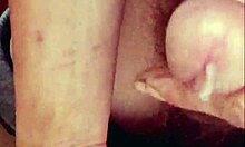 Intense short foreskin handjob strokes massive solo cock explosion