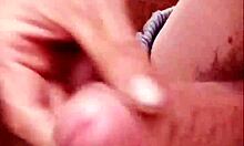 Intense short foreskin handjob strokes massive solo cock explosion