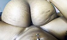 Ebony lesbians grind pussies in hot tribbing action 