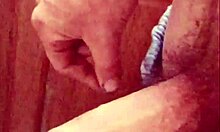 Intense short foreskin handjob strokes massive solo cock explosion