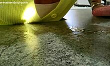 kiwi milf sub laps spilled wine from floor after master's dirty food maledom play