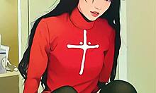 damn this tiny asian teen ai clone rides her first huge dildo so tight