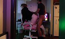 Rough Doggystyle Creampie in Chair Fucks Muscular Egirl's Tight Pussy Ball Licking Dirty Talk
