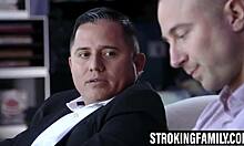 Stepbro films shy suck before stepdad interrupts the fun