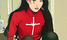 damn this tiny asian teen ai clone rides her first huge dildo so tight