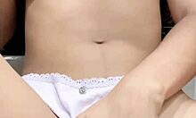 sweet petite babe fingers her tight young pussy solo