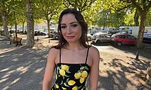 elle sneaks under desk for club waitress job... oops first time fun