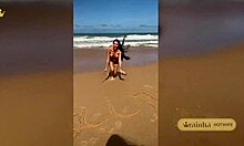 hotwife queen tests liquid vibrator naked on nudist beach