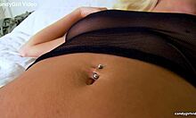 Autumn Westin teases tight pussy in sheer black bedtime lingerie up close